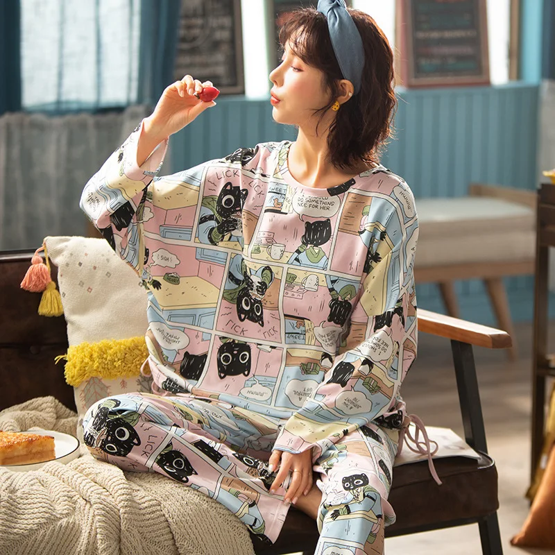 2021 Set Head Long-sleeved Trousers Suit Cartoon Sleepwear Women Casual Comfortable Nuisette Femme Ladies Pajamas Home Clothes
2021 Set Head Long-sleeved Trousers Suit Cartoon Sleepwear Women Casual Comfortable Nuisette Femme Ladies Pajamas Home Clothes