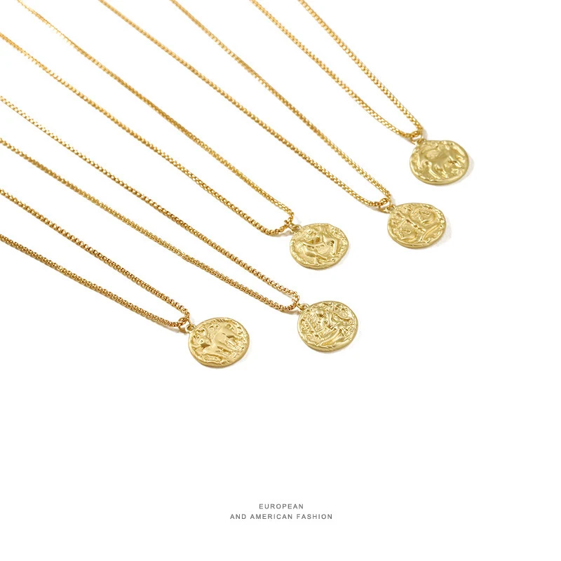 TOSAKO Necklace Gold Color Pendants Sweater Chain Signs of The Zodiac Vintage Coin Round
TOSAKO Necklace Gold Color Pendants Sweater Chain Signs of The Zodiac Vintage Coin Round