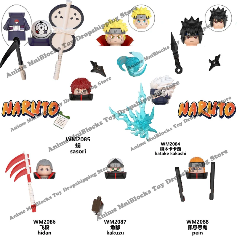 Кубики из аниме Наруто мини-фигурки героев мультфильма Саске Какаси игрушки для