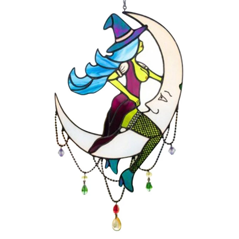 Witch on Moon Decor Stained Suncatcher Window Hangings Outdoor Wall Art Home Decoration Pendant Suction Cup Hanger
Witch on Moon Decor Stained Suncatcher Window Hangings Outdoor Wall Art Home Decoration Pendant Suction Cup Hanger