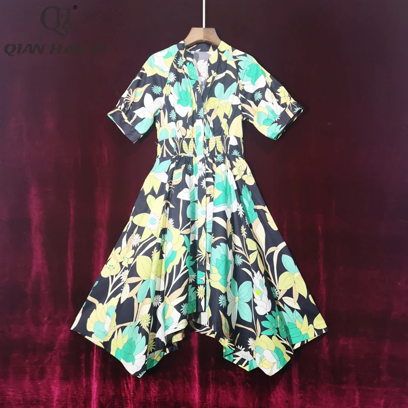Qian Han Zi 2020 New Designer Fashion Summer Dress Women's Short Sleeve Flower Print Vintage 100% cotton slim dress
Qian Han Zi 2020 New Designer Fashion Summer Dress Women's Short Sleeve Flower Print Vintage 100% cotton slim dress