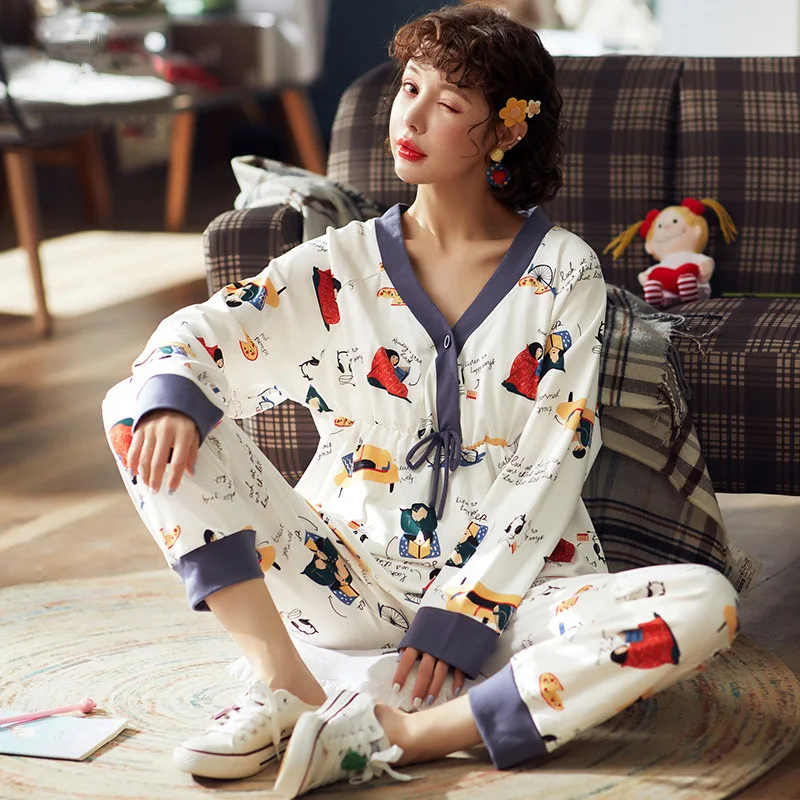 Pyjama, сезон-весна, Хлопковое платье с длинным рукавом, комплекты домашней одежды женские костюмы женская летняя Пижама тонкие корейские Стил...
Pyjama, сезон-весна, Хлопковое платье с длинным рукавом, комплекты домашней одежды женские костюмы женская летняя Пижама тонкие корейские Стил...