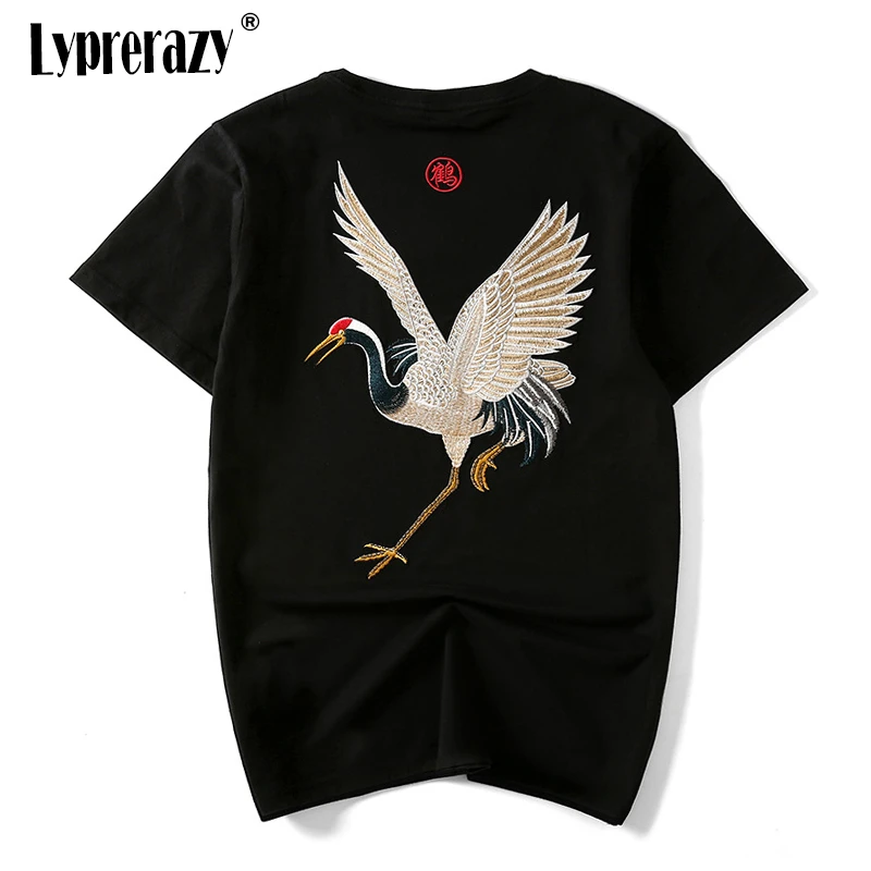 Lyprerazy уличная одежда в китайском японском стиле футболки с красным журавлем