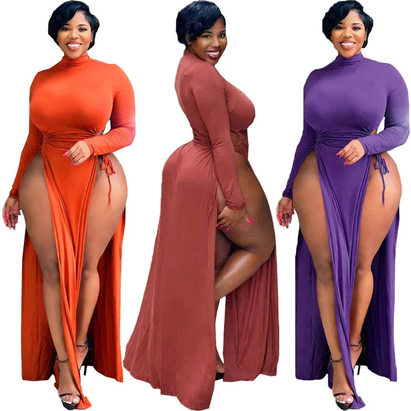 WUHE Nightclub Dress Women Autumn Pure Color O-neck Full Sleeve Expose Waist Lace-up High Slit Floor-length Plus Size Dress
WUHE Nightclub Dress Women Autumn Pure Color O-neck Full Sleeve Expose Waist Lace-up High Slit Floor-length Plus Size Dress