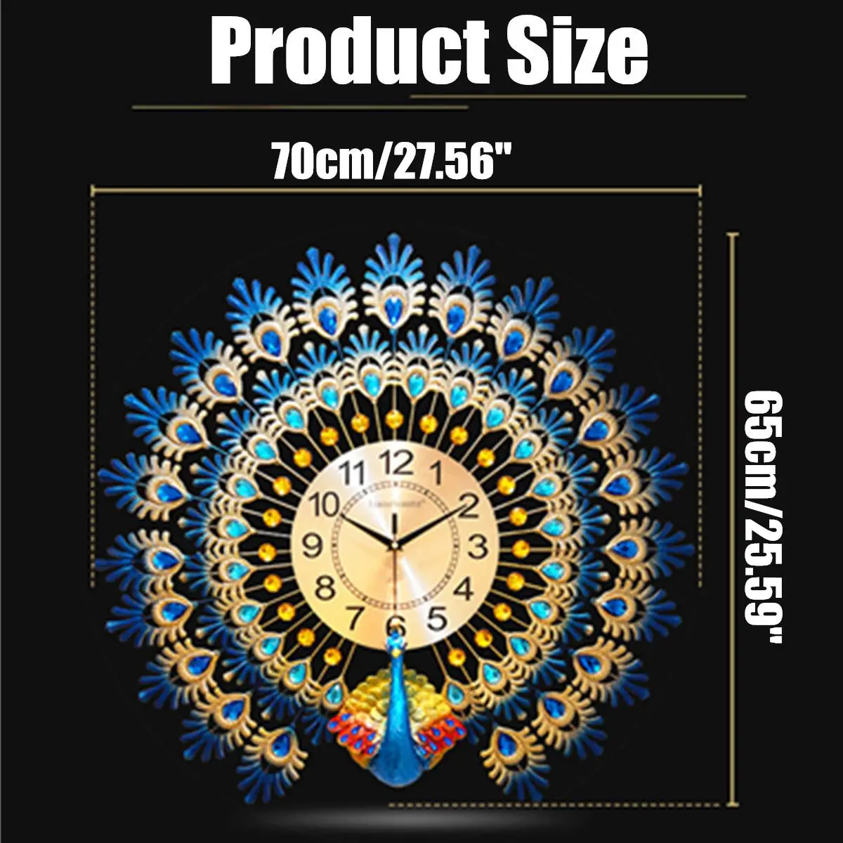 Large 3D Peacock Wall Clock Metal Watch for Home Living Room Decoration Quartz Silent Clocks DIY Clocks Ornaments 70x65cm
Large 3D Peacock Wall Clock Metal Watch for Home Living Room Decoration Quartz Silent Clocks DIY Clocks Ornaments 70x65cm