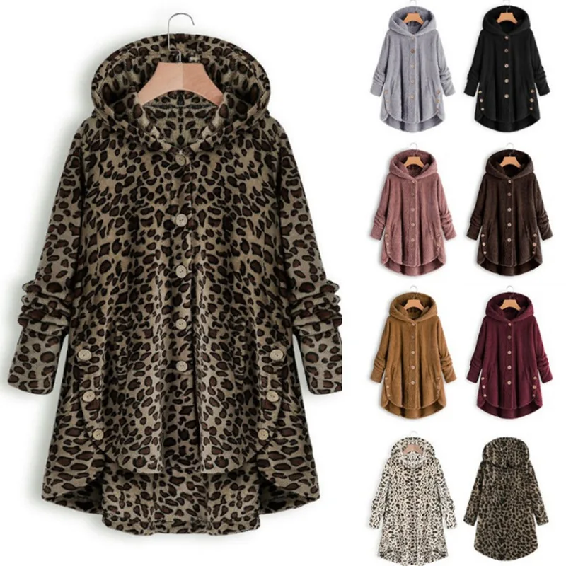 New Hooded Jacket Women Coat Button Plush Winter Warm Soft Leopard 8 colors Fashion Irregular Trench Plus Size 5XL Lady Outwear
New Hooded Jacket Women Coat Button Plush Winter Warm Soft Leopard 8 colors Fashion Irregular Trench Plus Size 5XL Lady Outwear