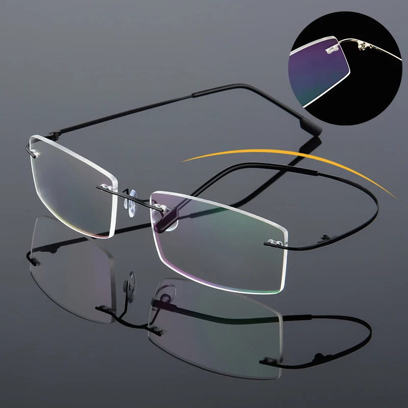 

Классические мужские чистый Титан ультралегкие очки без оправы для близорукости, оптическая оправа ультра-светильник Титан без оправы для ...
