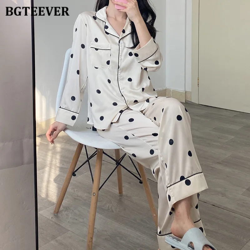 BGTEEVER Elegant Polka Dots Women Pajamas Set Ladies Loose Sleepwear Long Sleeve Trouser Soft Female 2 Piece Set Loungewear 2021
BGTEEVER Elegant Polka Dots Women Pajamas Set Ladies Loose Sleepwear Long Sleeve Trouser Soft Female 2 Piece Set Loungewear 2021