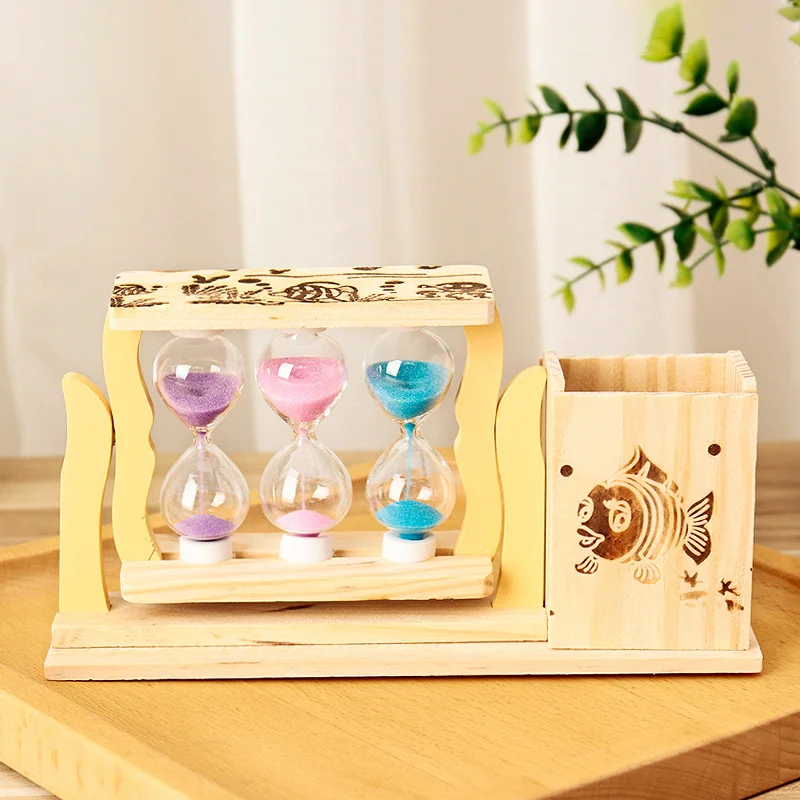 Pen Holder Hourglass Creative Three Color Quicksand Wooden Combination Ornament Student Stationery Storage Hourglass Timer Style
Pen Holder Hourglass Creative Three Color Quicksand Wooden Combination Ornament Student Stationery Storage Hourglass Timer Style
