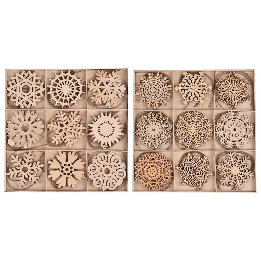 27PCS DIY Snowflake Shapes Christmas Ornaments Unfinished Wood Pieces Slices for Crafts Centerpieces Holiday Hanging Decoration
27PCS DIY Snowflake Shapes Christmas Ornaments Unfinished Wood Pieces Slices for Crafts Centerpieces Holiday Hanging Decoration