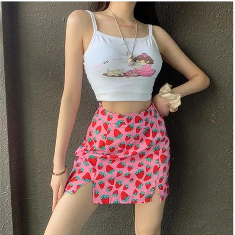 Hirigin Fashion Strawberry Print Mini Skirts Women High Waist Casual A-line Skirt Female Summer Side Zipper Split Short Skirts
Hirigin Fashion Strawberry Print Mini Skirts Women High Waist Casual A-line Skirt Female Summer Side Zipper Split Short Skirts