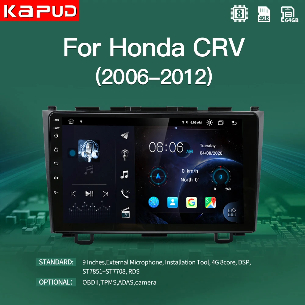 Kapud Autoradio Android 10 9" For Honda CRV CR-V Multimedia Video Car Radio Player 2006-2012 4G Stereo Navigation GPS
Kapud Autoradio Android 10 9" For Honda CRV CR-V Multimedia Video Car Radio Player 2006-2012 4G Stereo Navigation GPS