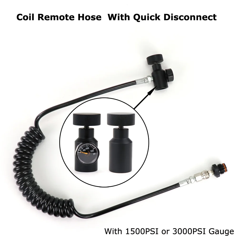 

New Paintball Gun Airsoft PCP Rifle Coil Remote Hose Without Slide Check Thick Line 2.5M With Quick Disconnect Black