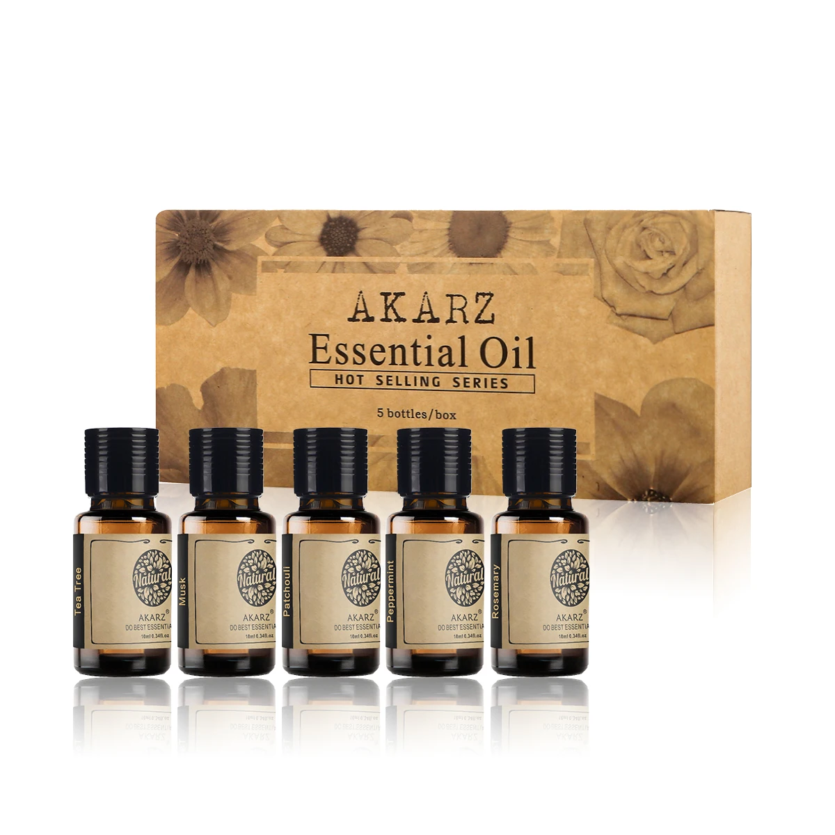 AKARZ Hots Serie 5 Tea Tree,Musk,Patchouli,Peppermint,Rosemary Essential Oil for Diffuser, Body Care, Massage, Aromatherapy
AKARZ Hots Serie 5 Tea Tree,Musk,Patchouli,Peppermint,Rosemary Essential Oil for Diffuser, Body Care, Massage, Aromatherapy