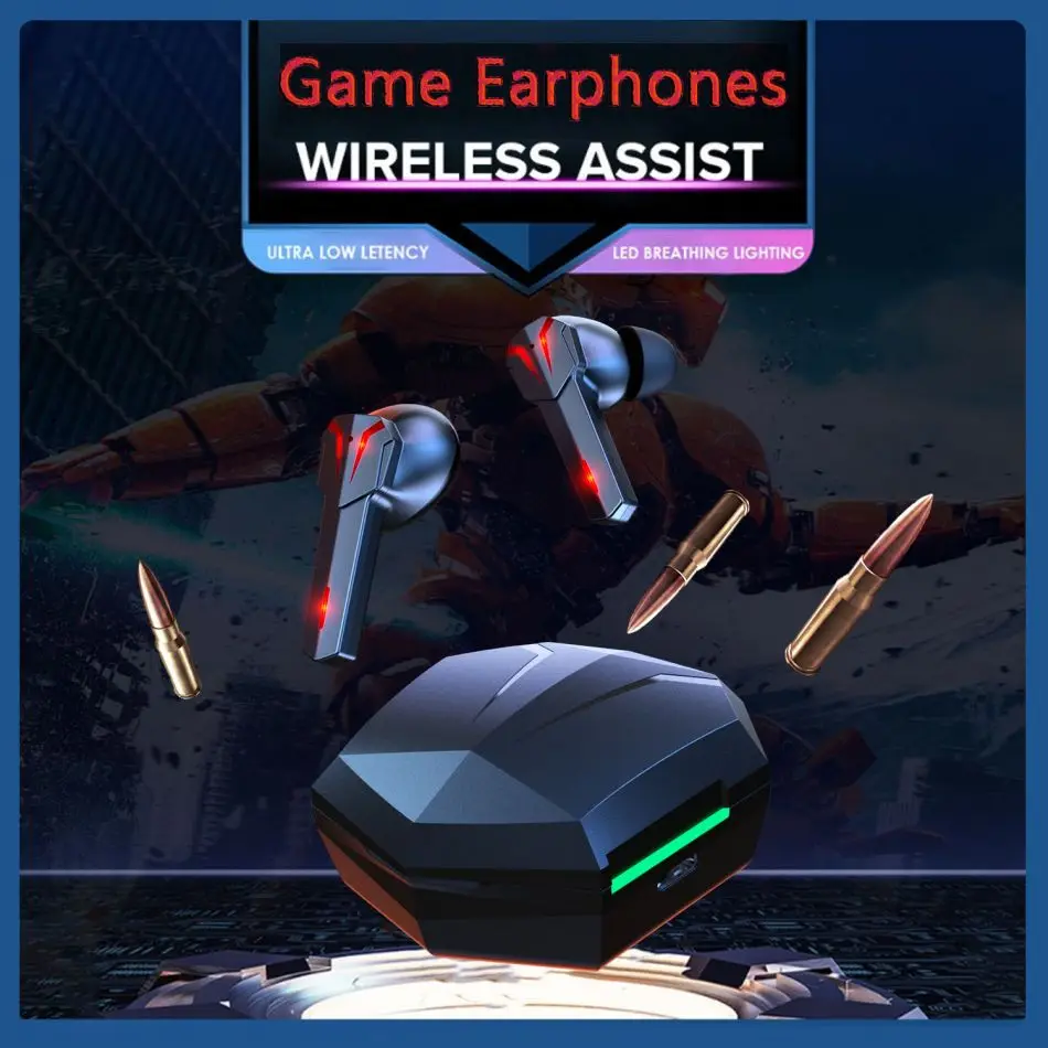 

Gamer Wireless Earphone TWS In Ear Buds Low Latency Gaming Headphone Noise Cancelling Earbud Handsfree Headset Fit for Bluetooth