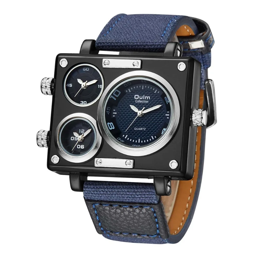 OULM Men Watches Fashion Rectangle Watches Men 3 Time Zones Quartz Wristwatches Fabric Watches reloj hombre relogios masculino
OULM Men Watches Fashion Rectangle Watches Men 3 Time Zones Quartz Wristwatches Fabric Watches reloj hombre relogios masculino
