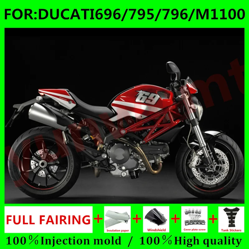 Motorcycle Injection mold ABS Fairings For DUCATI 696 796 795 M1000 M1100 2009 2010 11 12 13 14 2015 Plastic Fairing red white
Motorcycle Injection mold ABS Fairings For DUCATI 696 796 795 M1000 M1100 2009 2010 11 12 13 14 2015 Plastic Fairing red white