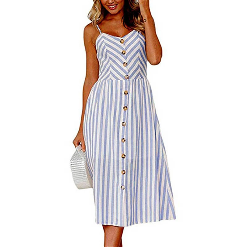 Summer 2020 Vintage Casual Sundress Female Beach Dress Midi Button Backless Polka Dot Striped Women Dress Boho Sexy Floral Dress
Summer 2020 Vintage Casual Sundress Female Beach Dress Midi Button Backless Polka Dot Striped Women Dress Boho Sexy Floral Dress