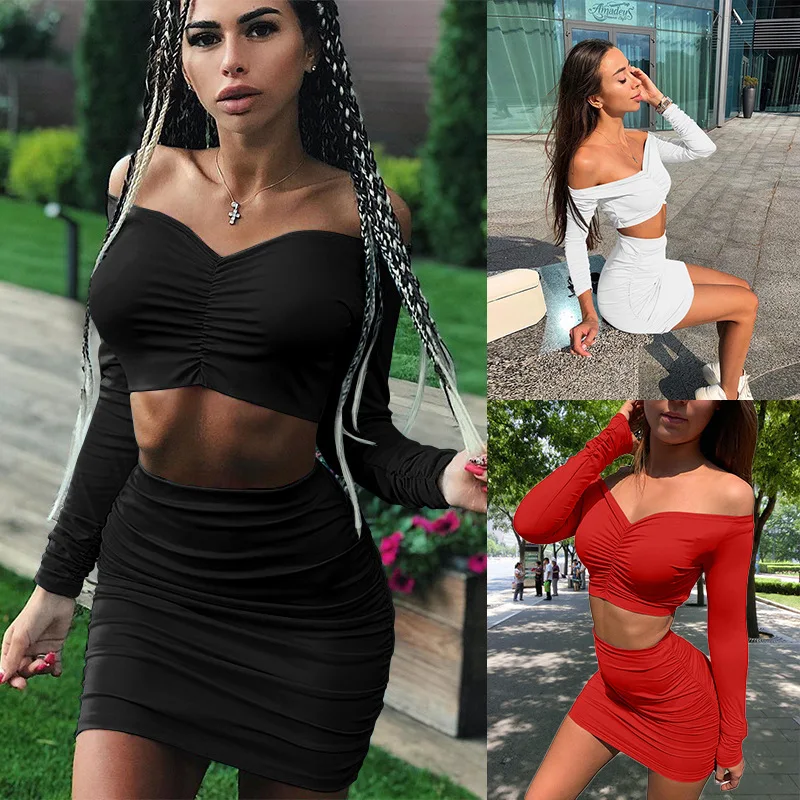 2021 Autumn Sexy Dress Sets Solid Halter Slash Neck Long Sleeve Crop Top Drawstring Off Shoulder Lady Snug Two Piece Suit Sets
2021 Autumn Sexy Dress Sets Solid Halter Slash Neck Long Sleeve Crop Top Drawstring Off Shoulder Lady Snug Two Piece Suit Sets