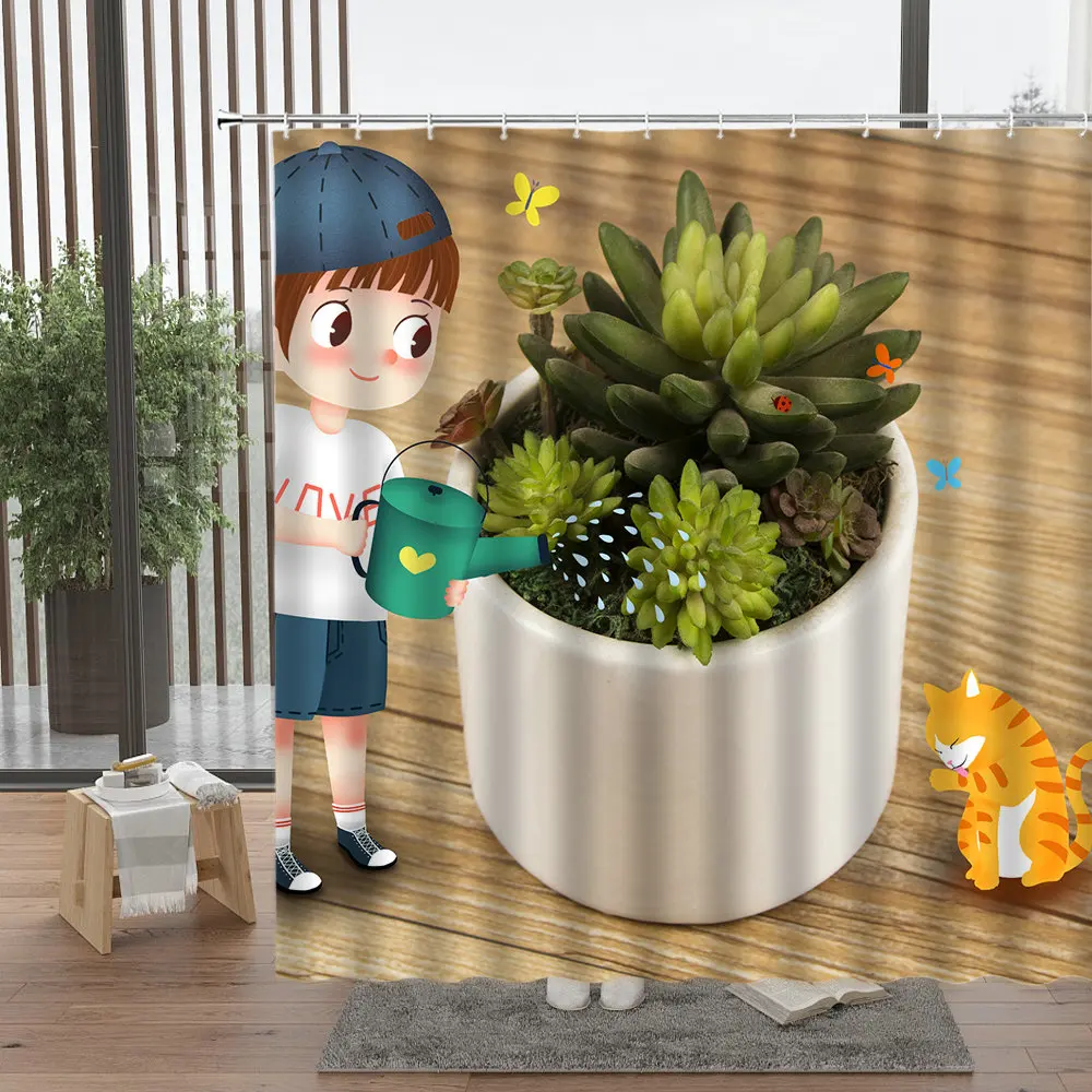 Cartoon Shower Curtain Creative Bread Fruit Plant Pattern Waterproof Bathroom Screen Polyester Home Decoration With Hook
Cartoon Shower Curtain Creative Bread Fruit Plant Pattern Waterproof Bathroom Screen Polyester Home Decoration With Hook