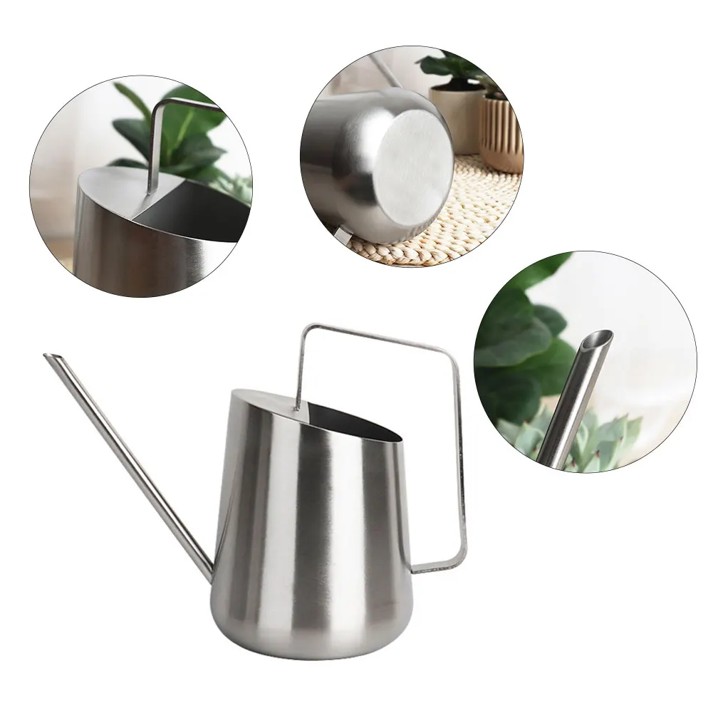 

800ml Stainless Steel Watering Can Easy Clean Patio Smooth Household Retro Ergonomic With Long Spout Large Capacity Home Garden