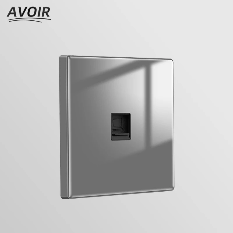 

Avoir Wall Socket Weak Current Socket Rj45 Network With TV Plugs Gray Glass Panel Double Computer Internet Outlet Computer Jack