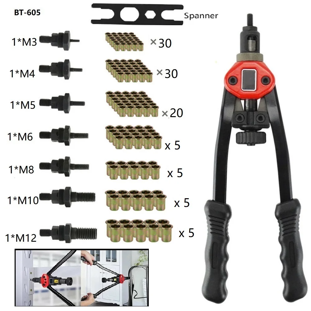 Hand Tool Hand Blind Riveter Kit Riveting Tool Repair Long Handle M3 - M12
Hand Tool Hand Blind Riveter Kit Riveting Tool Repair Long Handle M3 - M12
