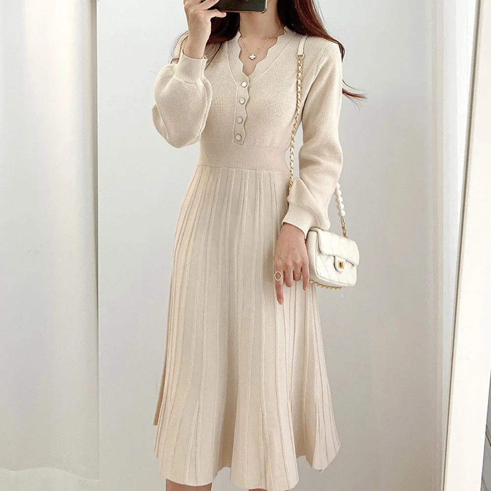 Stretchy Elegant Women Single-breasted Sweater Dress 2020 Winter Warm Slim Waist Female Knitted Dresses A-line Vestidos Femme
Stretchy Elegant Women Single-breasted Sweater Dress 2020 Winter Warm Slim Waist Female Knitted Dresses A-line Vestidos Femme