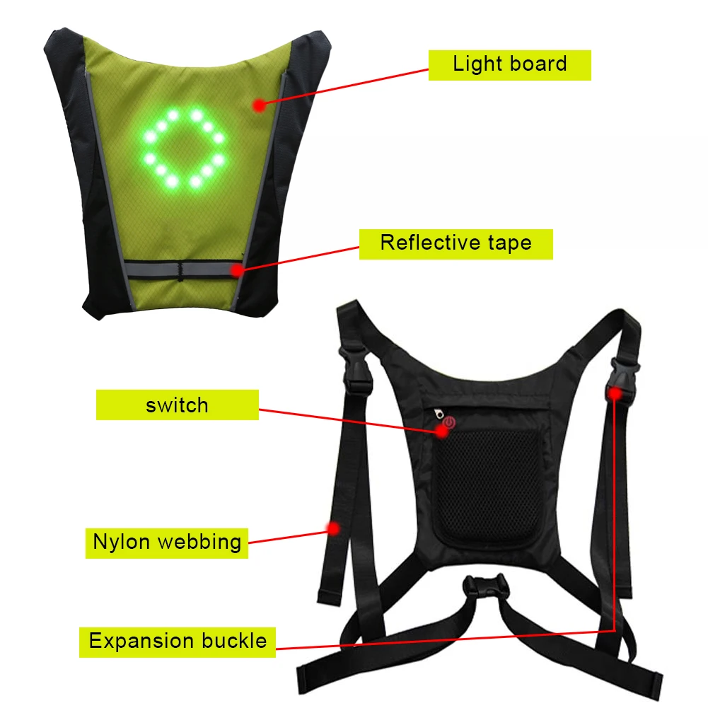 LED Wireless Cycling Vest 20L MTB Bike Bag Safety LED Turn Signal Light Vest Bicycle Reflective Warning Vest with Remote Control
LED Wireless Cycling Vest 20L MTB Bike Bag Safety LED Turn Signal Light Vest Bicycle Reflective Warning Vest with Remote Control