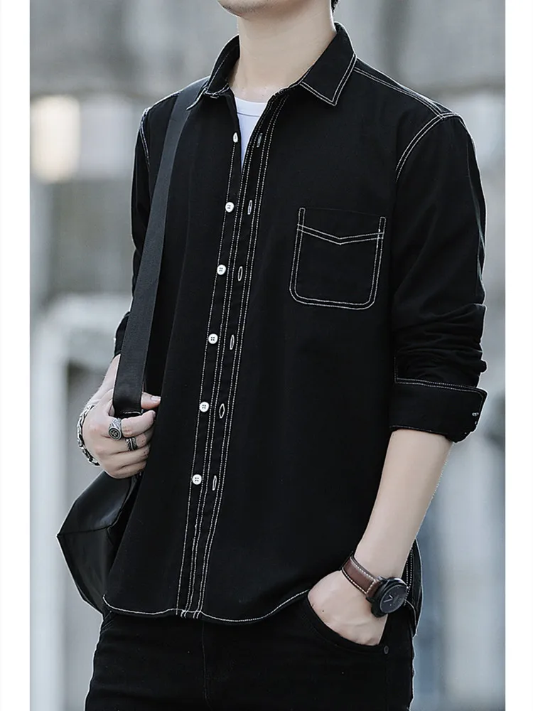 2021 New black 100% cotton shirt Japanese chic casual shirt imitation denim wash plain long sleeve shirt simple fashion shirt
2021 New black 100% cotton shirt Japanese chic casual shirt imitation denim wash plain long sleeve shirt simple fashion shirt