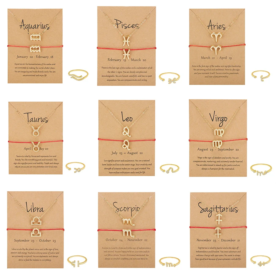 Fashion 12 Constellation Necklace Bracelet Ring Set For Women Men Zodiac Sign Jewelry Set Couple Horoscope Jewelry Birthday Gift
Fashion 12 Constellation Necklace Bracelet Ring Set For Women Men Zodiac Sign Jewelry Set Couple Horoscope Jewelry Birthday Gift