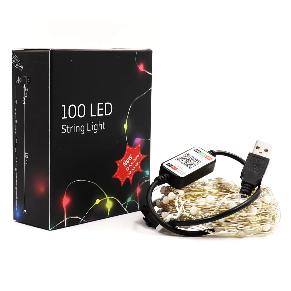 USB Powered RGB LED String Bluetooth Mobile App Controlled Magic RGBW 10M Copper Wire LED Strip Light for Christmas House Decor
USB Powered RGB LED String Bluetooth Mobile App Controlled Magic RGBW 10M Copper Wire LED Strip Light for Christmas House Decor