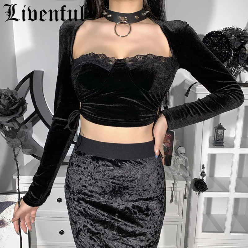 Goth Draw String Crop Tops Bodycon Vintage Harajuku Emo Cool E-Girl Long Sleeve Autumn Aesthetic Grunge Sexy Lace Gothic Clothes
Goth Draw String Crop Tops Bodycon Vintage Harajuku Emo Cool E-Girl Long Sleeve Autumn Aesthetic Grunge Sexy Lace Gothic Clothes