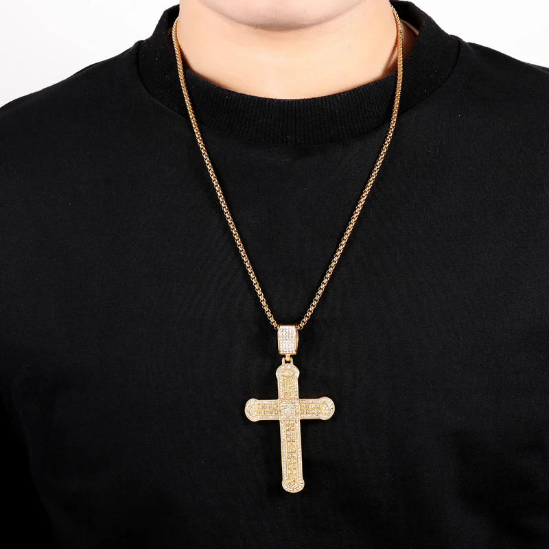 HIP Hop Gold Color Stainless Steel Bling Iced Out Rope Chain Full 6 rows cz Cross Pendants & Necklaces for Men Jewelry
HIP Hop Gold Color Stainless Steel Bling Iced Out Rope Chain Full 6 rows cz Cross Pendants & Necklaces for Men Jewelry