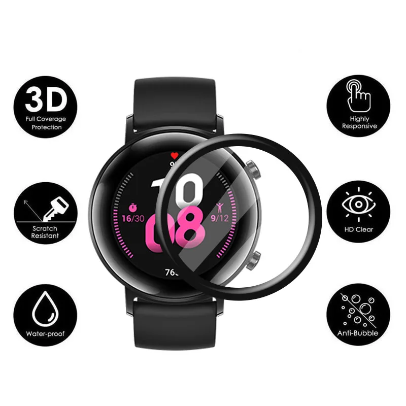 Для Huawei Watch GT 2 42 мм/46 мм/Porsche полное покрытие 3D изогнутое мягкая ПЭТФ пленка защита