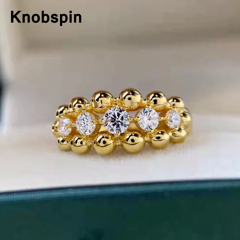 Knobspin Real 100% 925 Sterling Silver Round Bead Row Diamond Ring For Women Luxury Wedding Party Fine Jewelry Best Gift For Her
Knobspin Real 100% 925 Sterling Silver Round Bead Row Diamond Ring For Women Luxury Wedding Party Fine Jewelry Best Gift For Her