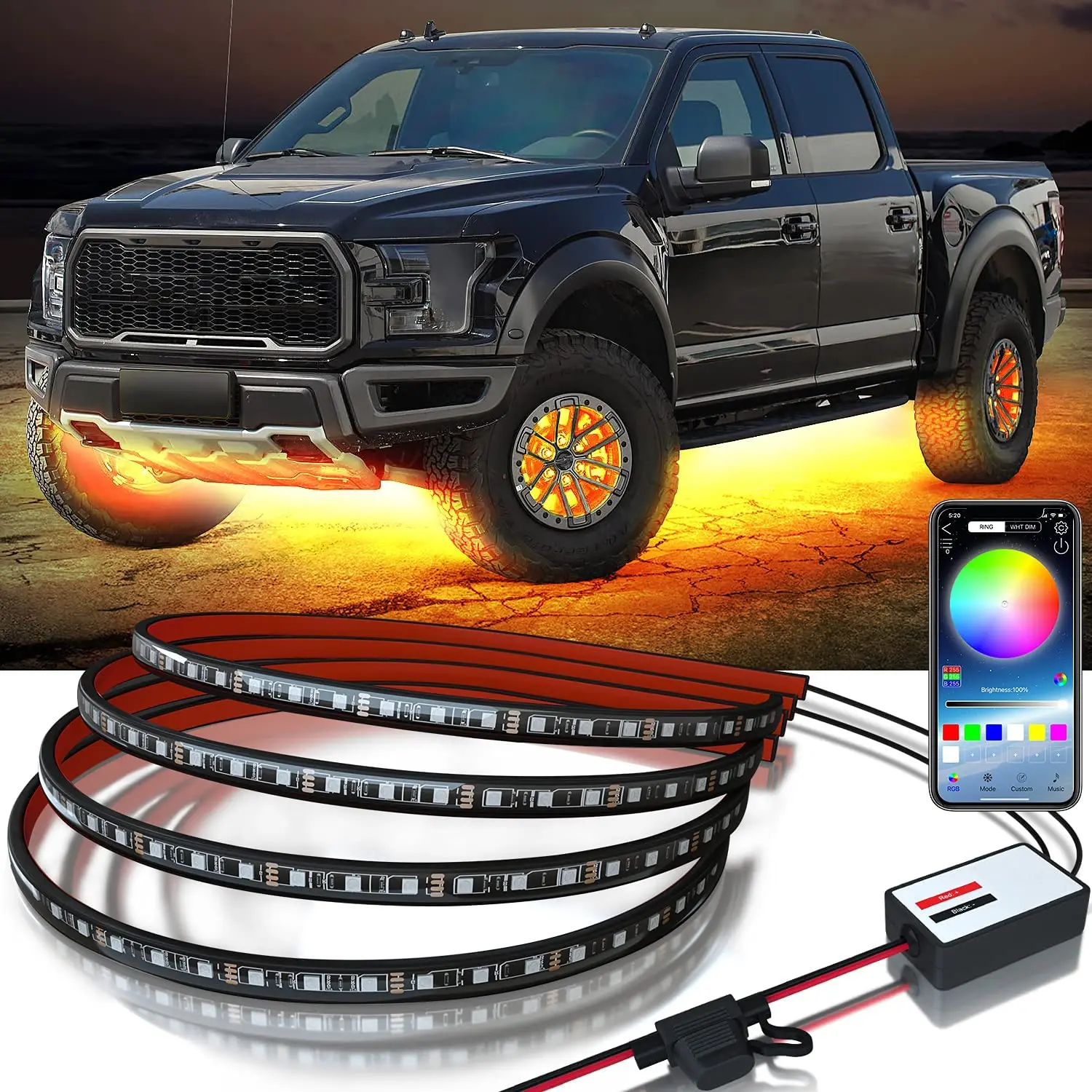 12V Underglow Lights Bluetooth Dream Color Chasing Strip Light Waterproof Exterior with APP Control LED Underbody Kit All Cars
12V Underglow Lights Bluetooth Dream Color Chasing Strip Light Waterproof Exterior with APP Control LED Underbody Kit All Cars
