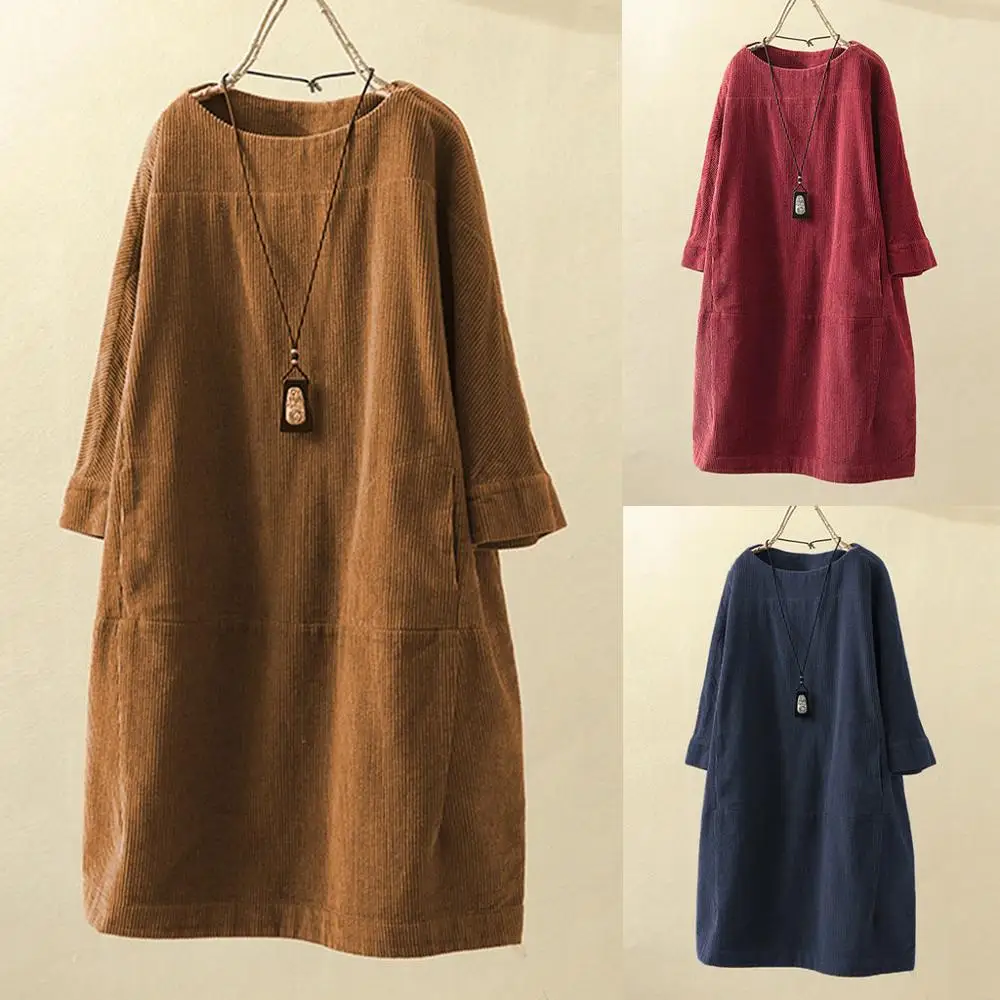 2021 Vintage Women Corduroy Winter Dress Pockets Women Solid Color Long Sleeve Loose Casual Women Mini Dress Vestidos Mujer
2021 Vintage Women Corduroy Winter Dress Pockets Women Solid Color Long Sleeve Loose Casual Women Mini Dress Vestidos Mujer