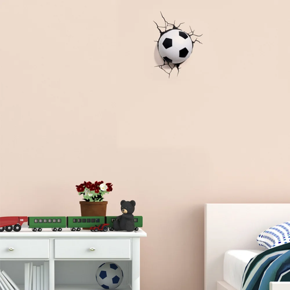 1PC PVC Wall Sticker 3D Football Broken Wall Pattern Decal for Home Stor Bar