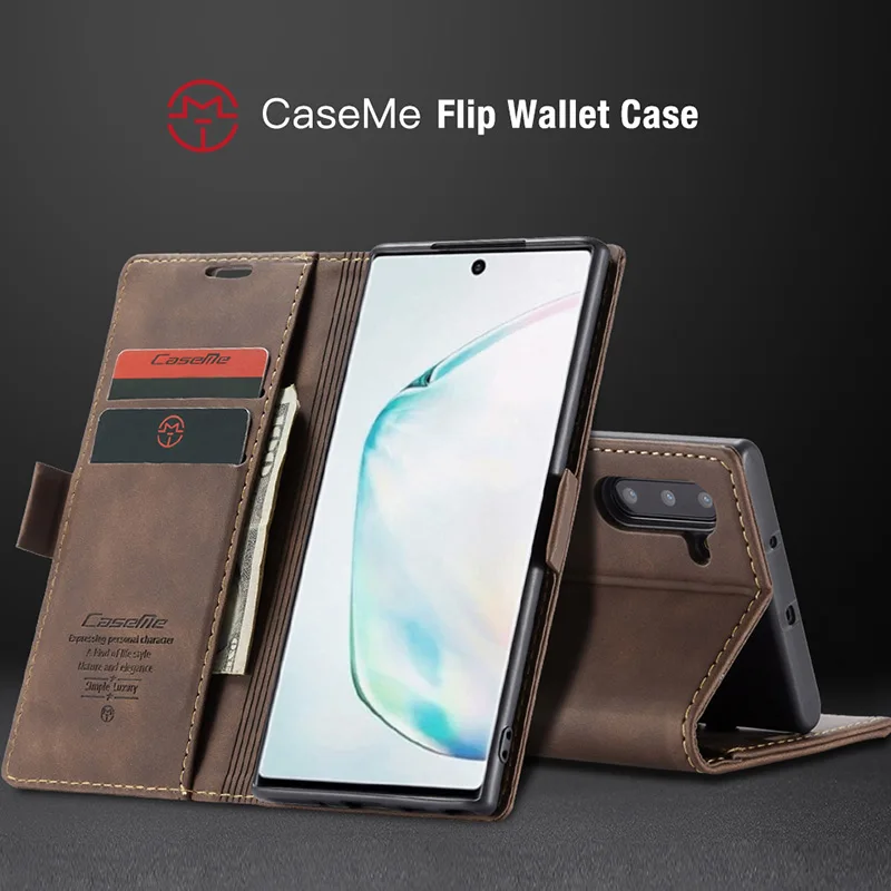 Роскошный кожаный чехол кошелек CaseMe в стиле ретро для Samsung Galaxy Note 10 S9 S8 S10 S20 Note20 Ultra