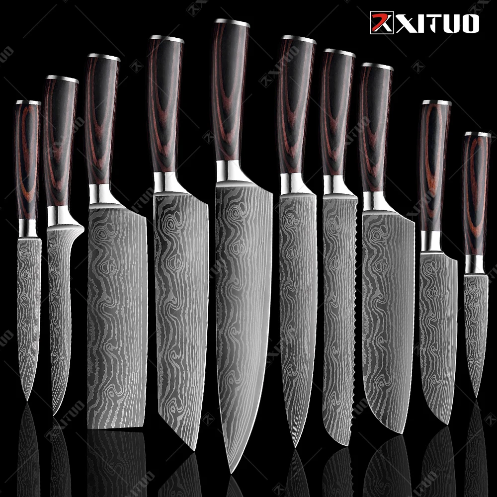 XITUO Kitchen knife 1-10Pcs Chef Knives 7CR17 Stainless Steel Imitation Damascus Pattern Meat Cleaver Japanese Slicing Knife
XITUO Kitchen knife 1-10Pcs Chef Knives 7CR17 Stainless Steel Imitation Damascus Pattern Meat Cleaver Japanese Slicing Knife