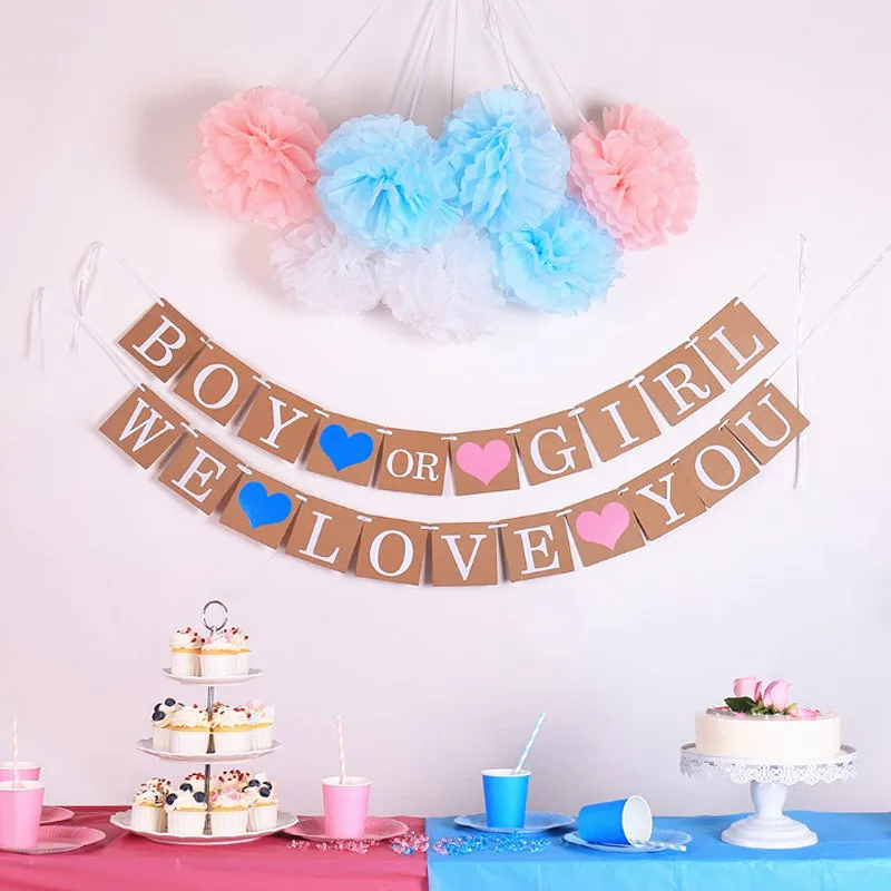 Boy Or Girl Flag Banner Craft Paper Letter Hanging Decoration Gender Reveal Baby Shower We Love You Kids Party Supplies
Boy Or Girl Flag Banner Craft Paper Letter Hanging Decoration Gender Reveal Baby Shower We Love You Kids Party Supplies