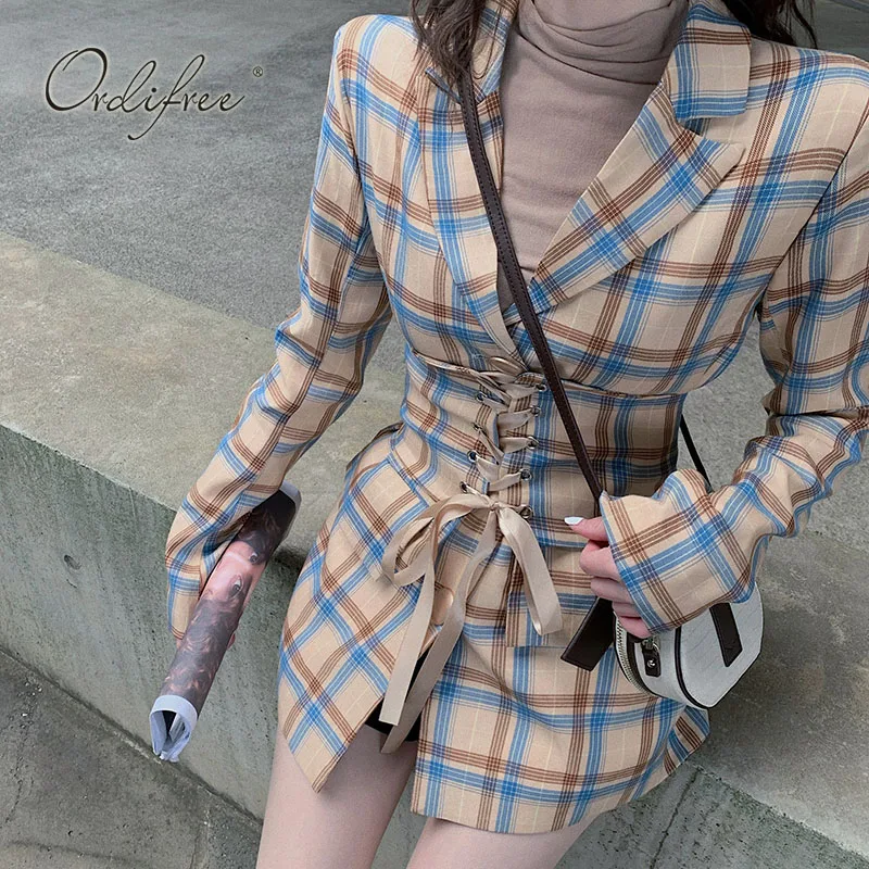 Ordifree 2020 Autumn Women Plaid Blazer Suit Jacket Coat Fashion Vintage Lace Up Long Blazer
Ordifree 2020 Autumn Women Plaid Blazer Suit Jacket Coat Fashion Vintage Lace Up Long Blazer