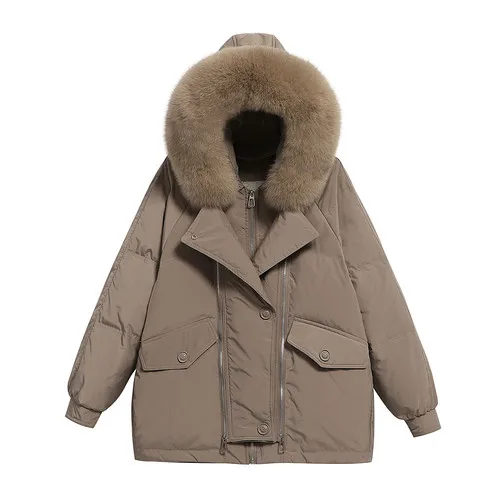 2021 Winter Women Down Jacket 90% White Duck Down Black Parkes Large Fox Fur Collar Hooded Zipper Design Snow Warm Coat Outwear
2021 Winter Women Down Jacket 90% White Duck Down Black Parkes Large Fox Fur Collar Hooded Zipper Design Snow Warm Coat Outwear