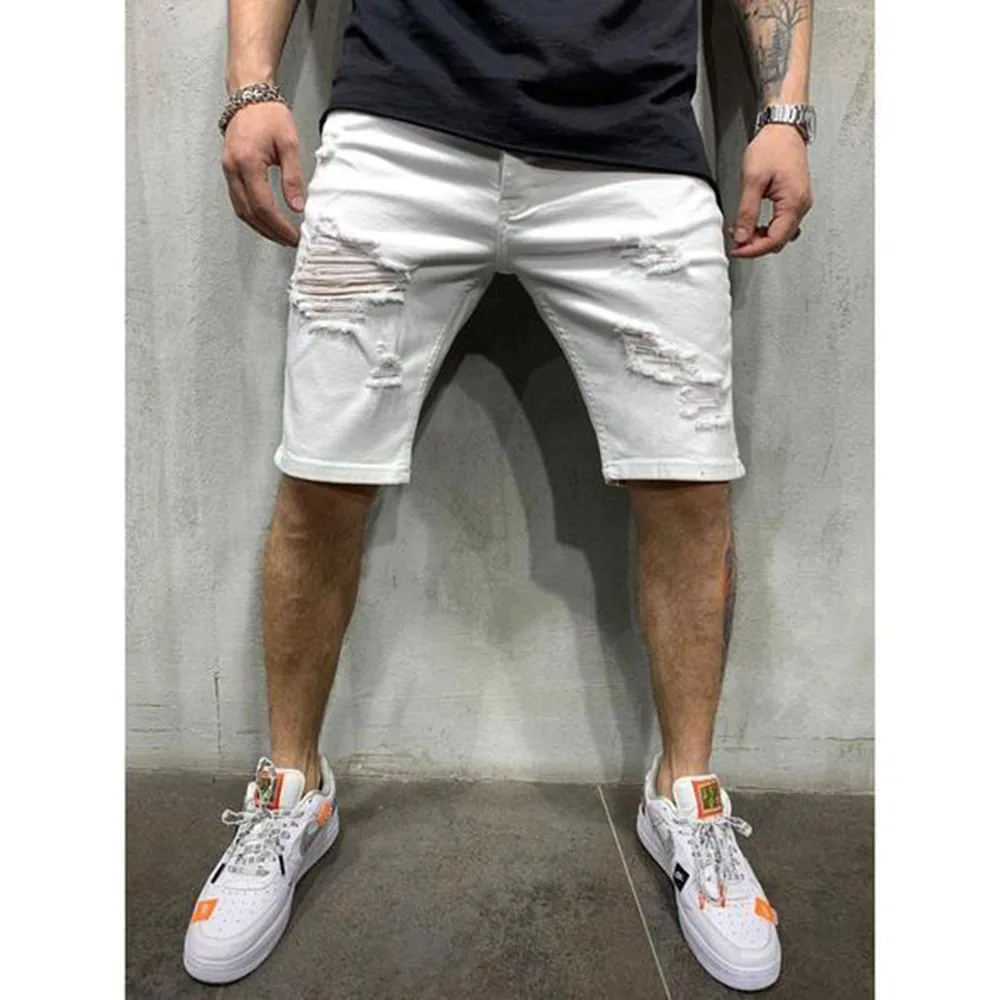 Hot sale white tight-fitting ripped denim middle pants solid color trendy men's pants casual sports pants
Hot sale white tight-fitting ripped denim middle pants solid color trendy men's pants casual sports pants