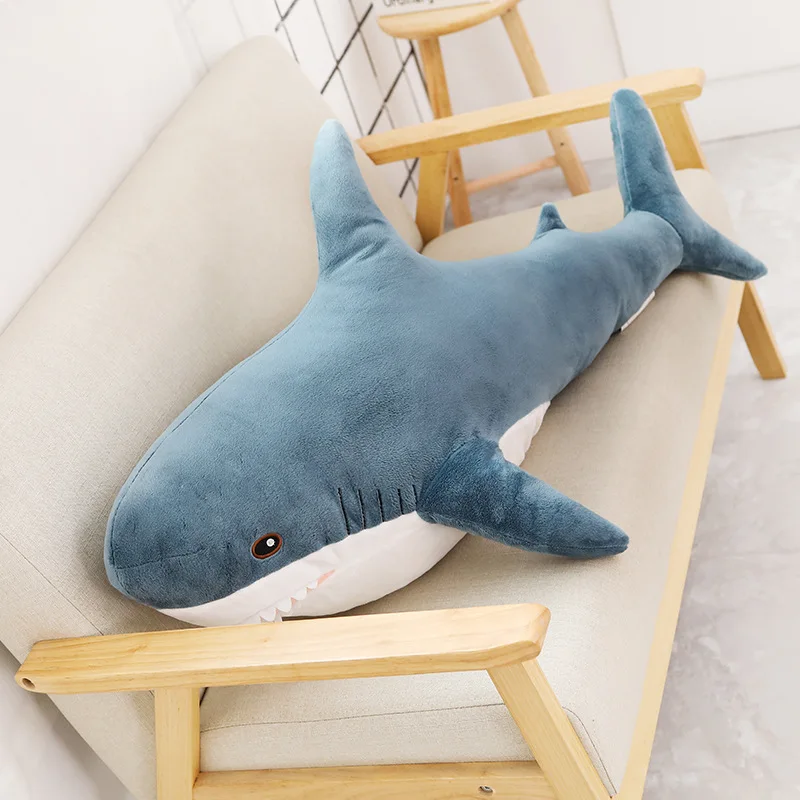 

60cm/80cm Giant Shark Soft Stuffed Plush Toys Cute Strip Long Sleeping Pillow Plushie Dolls Decor Gifts for Children Girlfriends