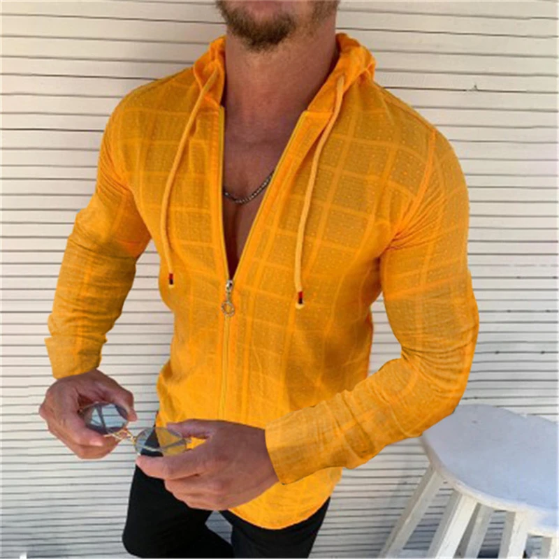 Men Hooded Grid Shirt Men's Cardigan Zipper Casual Shirt Long Sleeve Formal Dress Shirts Men Hawaii Vacation Jogging Shirt
Men Hooded Grid Shirt Men's Cardigan Zipper Casual Shirt Long Sleeve Formal Dress Shirts Men Hawaii Vacation Jogging Shirt