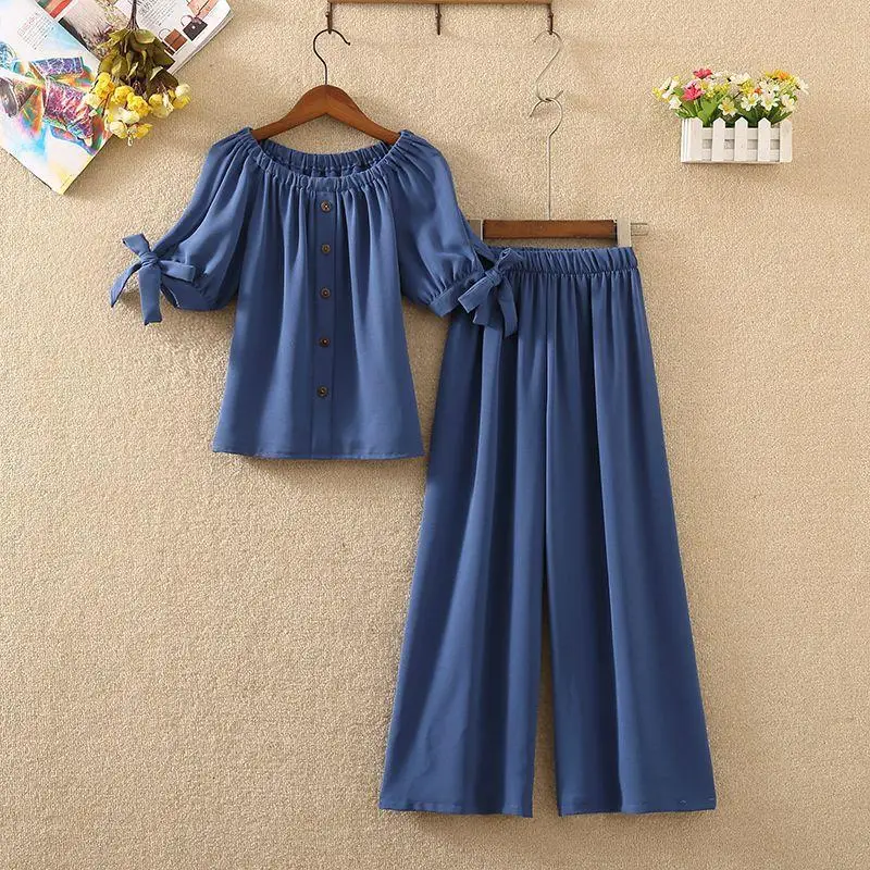 Summer Women Chiffon Top and Pant Set Single Button O-Neck Top Wide Leg Pants for Office Lady
Summer Women Chiffon Top and Pant Set Single Button O-Neck Top Wide Leg Pants for Office Lady