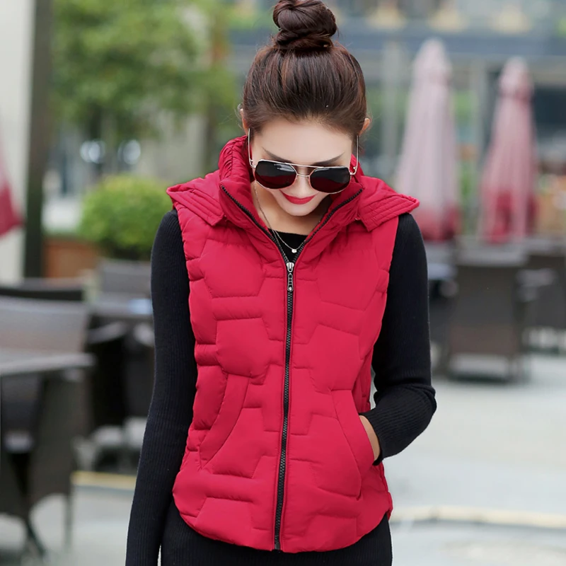 Waistcoat Winter Vest Women Autumn 2020 Female Zipper Sleeveless Jacket Black Red Hooded Warm Vest Female Plus Size M-7XL YXR521
Waistcoat Winter Vest Women Autumn 2020 Female Zipper Sleeveless Jacket Black Red Hooded Warm Vest Female Plus Size M-7XL YXR521