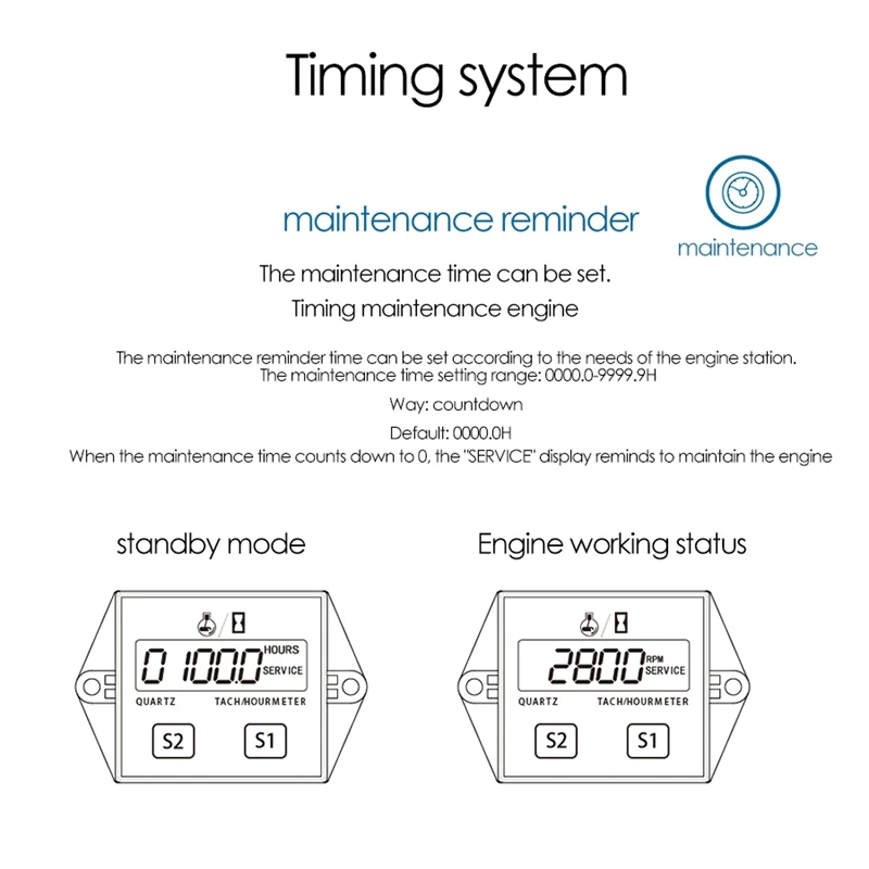 LCD Inductive Resettable Meter Waterproof for Marine Engines-Inboards Outboard Pumps,Generators,Lawn Mower,Motorcycle 
LCD Inductive Resettable Meter Waterproof for Marine Engines-Inboards Outboard Pumps,Generators,Lawn Mower,Motorcycle